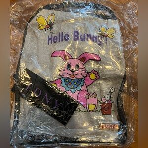 TDNY Clear Mini Backpack with Pink and Yellow Bunny Design
